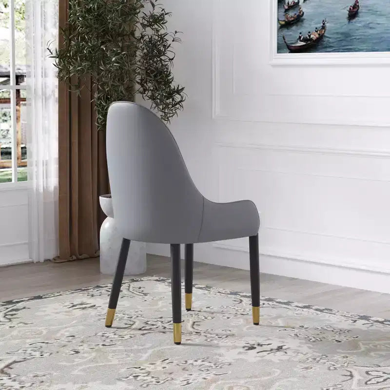 Modern PU Sponge-Filled Dining Chair, Solid Wood & Metal Legs, Set of 2, Suitable for Dining Rooms & Offices