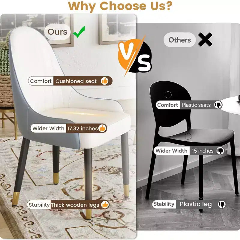 Modern PU Sponge-Filled Dining Chair, Solid Wood & Metal Legs, Set of 2, Suitable for Dining Rooms & Offices