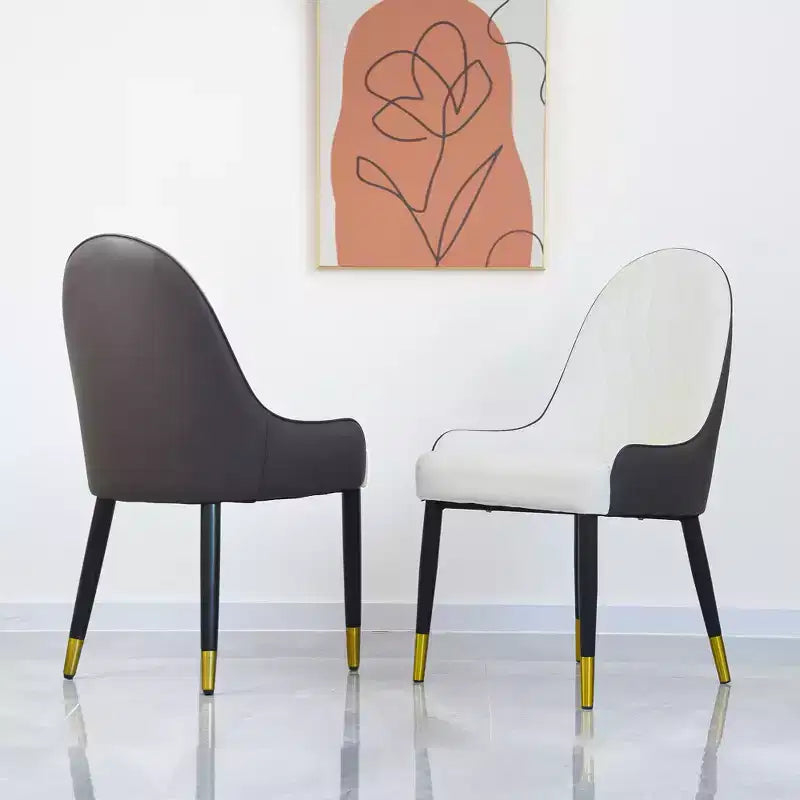 Modern PU Sponge-Filled Dining Chair, Solid Wood & Metal Legs, Set of 2, Suitable for Dining Rooms & Offices