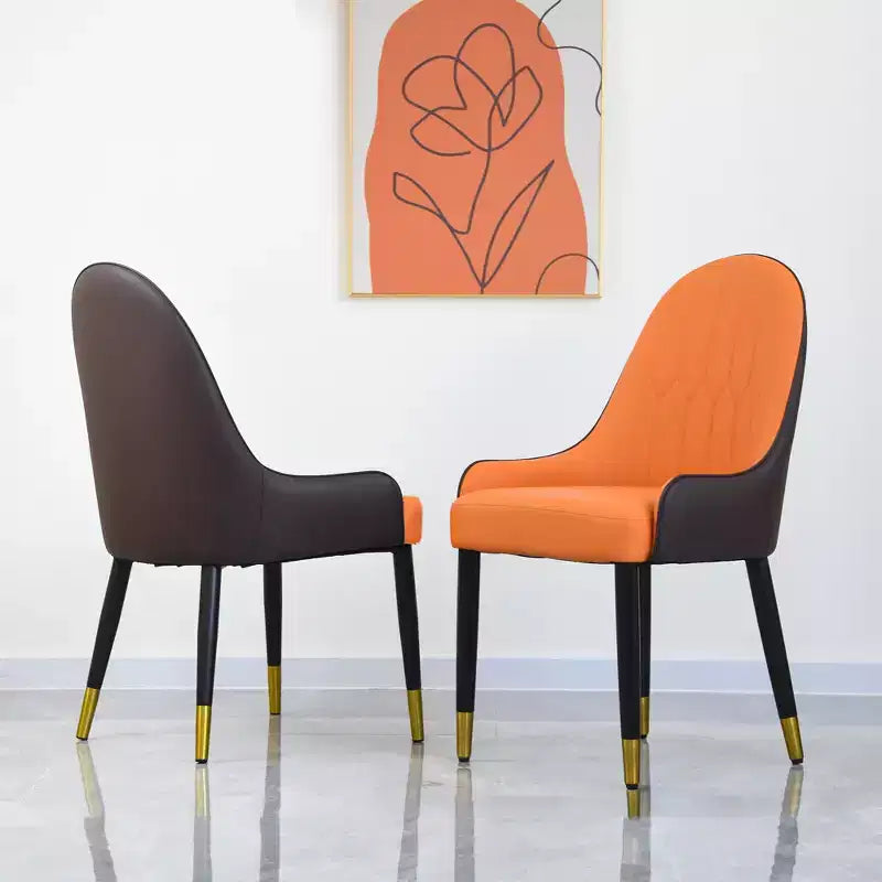 Modern PU Sponge-Filled Dining Chair, Solid Wood & Metal Legs, Set of 2, Suitable for Dining Rooms & Offices