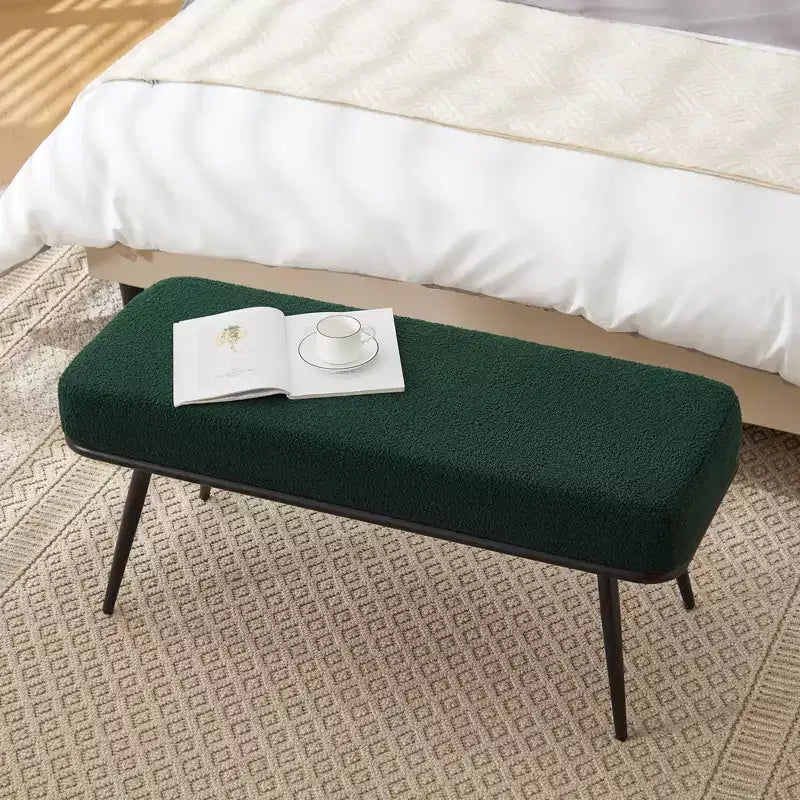 Bekrvio 43.3 Teddy Ottoman Bench,Entryway/Bed Bench End of Bed  Upholstered Padded Seat,Mid Century Modern for Living Room, Hallwa