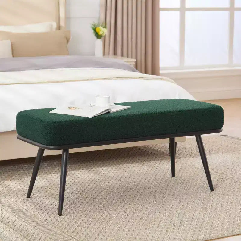 Bekrvio 43.3 Teddy Ottoman Bench,Entryway/Bed Bench End of Bed  Upholstered Padded Seat,Mid Century Modern for Living Room, Hallwa