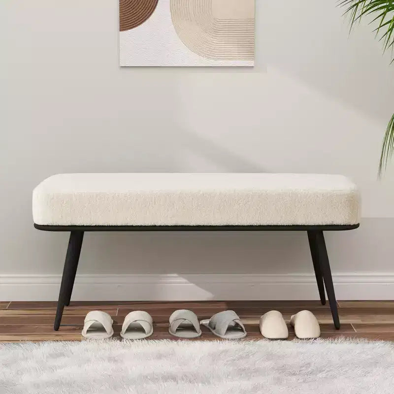 Bekrvio 43.3 Teddy Ottoman Bench,Entryway/Bed Bench End of Bed  Upholstered Padded Seat,Mid Century Modern for Living Room, Hallwa