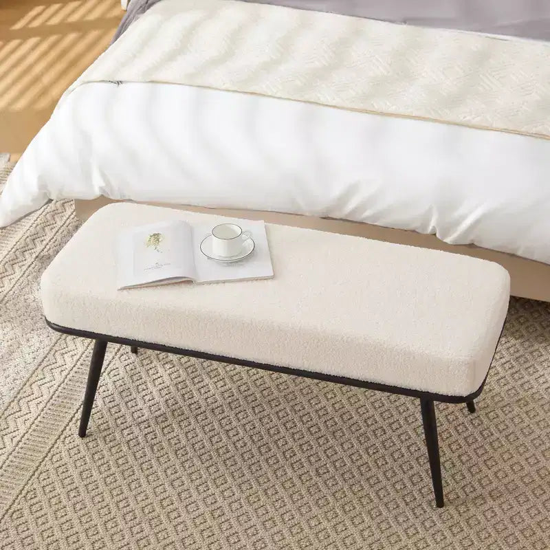 Bekrvio 43.3 Teddy Ottoman Bench,Entryway/Bed Bench End of Bed  Upholstered Padded Seat,Mid Century Modern for Living Room, Hallwa