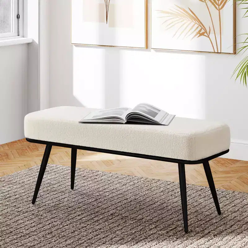 Bekrvio 43.3 Teddy Ottoman Bench,Entryway/Bed Bench End of Bed  Upholstered Padded Seat,Mid Century Modern for Living Room, Hallwa