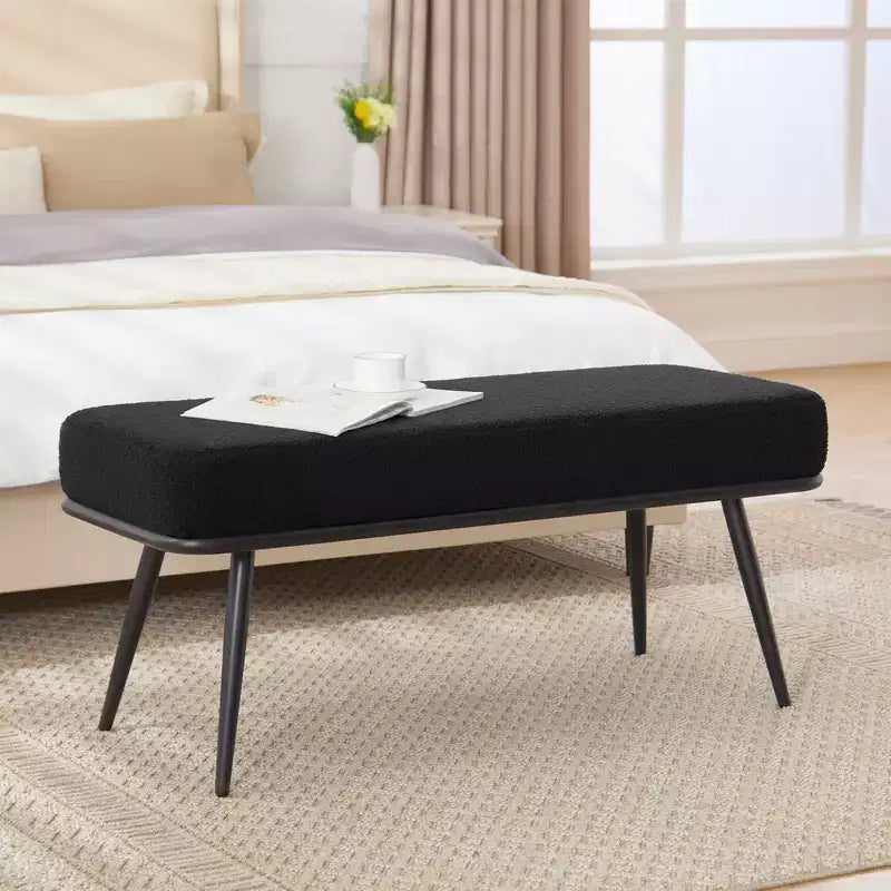 Bekrvio 43.3 Teddy Ottoman Bench,Entryway/Bed Bench End of Bed  Upholstered Padded Seat,Mid Century Modern for Living Room, Hallwa