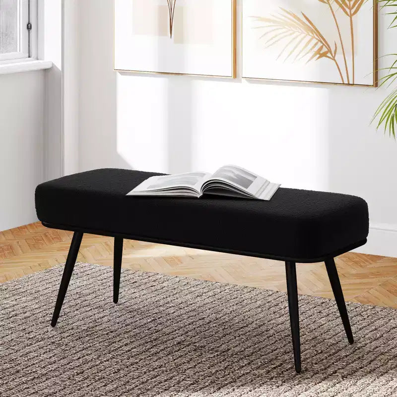 Bekrvio 43.3 Teddy Ottoman Bench,Entryway/Bed Bench End of Bed  Upholstered Padded Seat,Mid Century Modern for Living Room, Hallwa