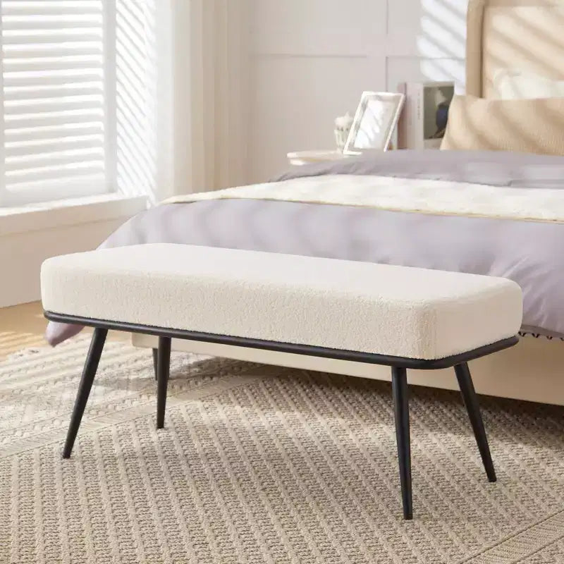Bekrvio 43.3 Teddy Ottoman Bench,Entryway/Bed Bench End of Bed  Upholstered Padded Seat,Mid Century Modern for Living Room, Hallwa
