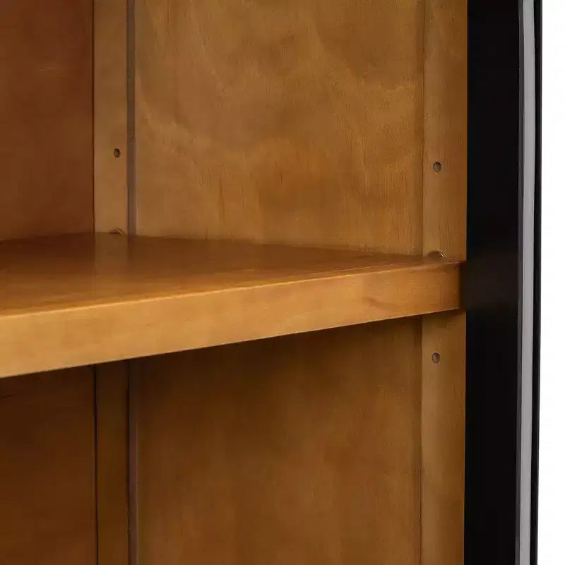 Hostack 4-Door Sideboard Cabinet with Glass Doors, Large Storage and Adjustable Shelves for Kitchen and Dining Room, Black