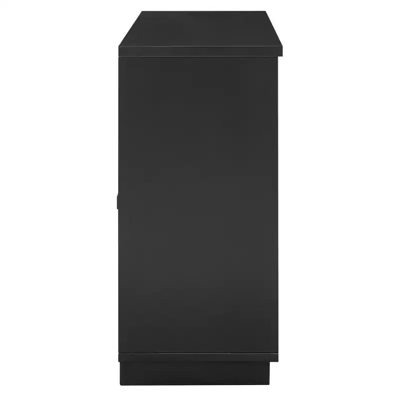Hostack 4-Door Sideboard Cabinet with Glass Doors, Large Storage and Adjustable Shelves for Kitchen and Dining Room, Black