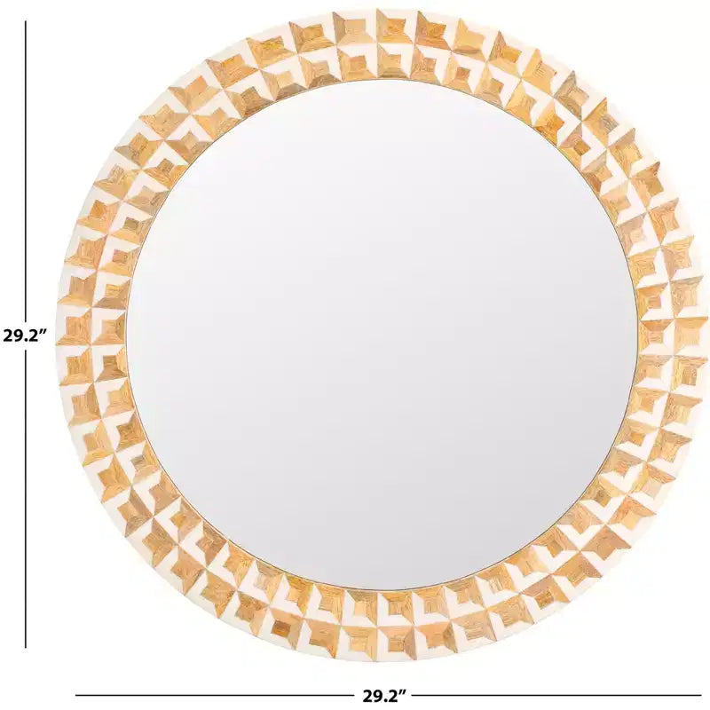 Aria Mirror - 29.2 x 29.2 - MRR1502 - Antique Ivory/Natural Brown - Safavieh