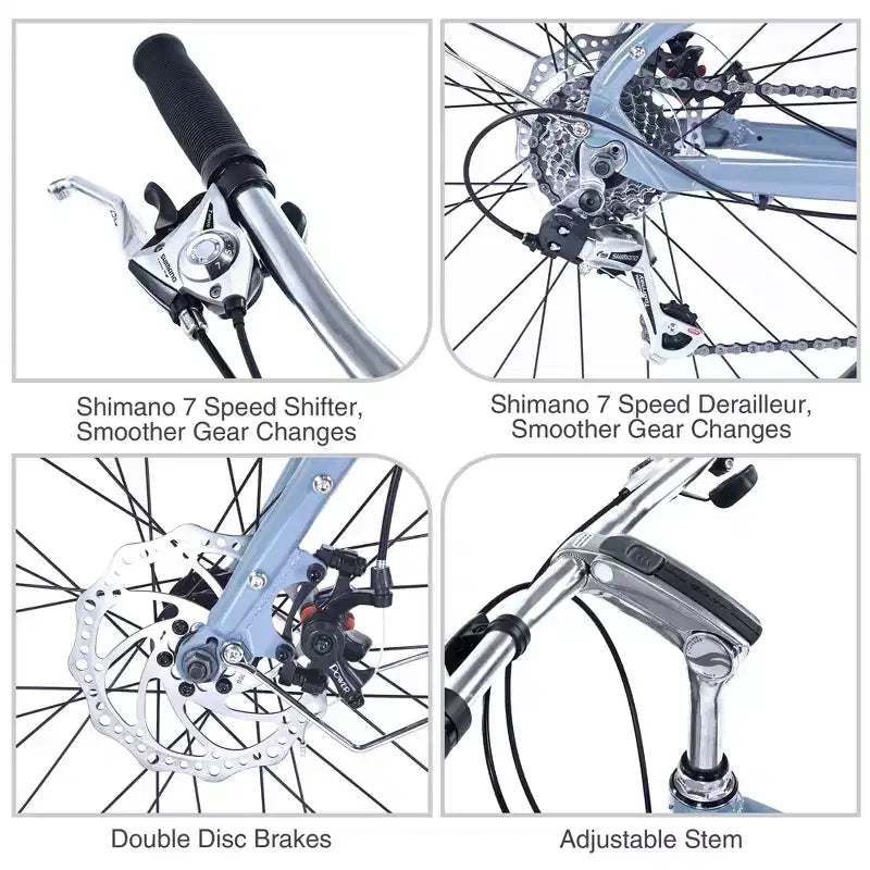 NAYSAYE Bicycle Cargo Bike 7 Speed Alloy Frame Adult Bike for Daily Commute, Blue, 65*27.56*42.13