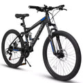NAYSAYE Bicycle 27.5 Inch Full Suspension Mountain Bike 21 Speed with Dual Shock Absorbers for Men and Women, Black, 68.1*27*39.7