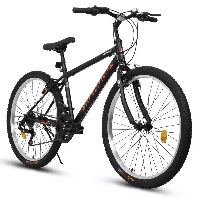 NAYSAYE Bicycle 24 Inch Mountain Bike Frame 21 Speed Dual V Brakes for Adults and Teens for Mountain Riding, Black and Red, 64.57*24.8*34.65