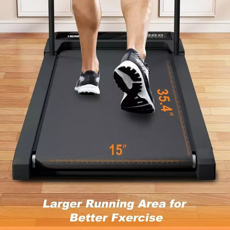 NAYSAYE Folding Portable Treadmill Under Desk Walking Pad Removable Armrests Cushioned Belt Spacious Surface for Home Office