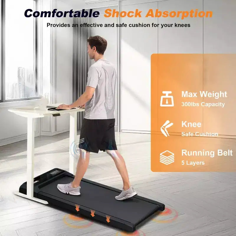 NAYSAYE Folding Portable Treadmill Under Desk Walking Pad Removable Armrests Cushioned Belt Spacious Surface for Home Office