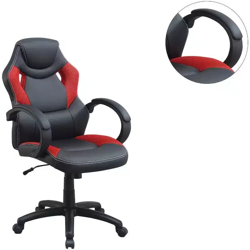 Okak Height-Adjustable Office Chair, Upholstered Desk Chair with Wheels, Comfy Gaming Chair for Office, Study, Play Room