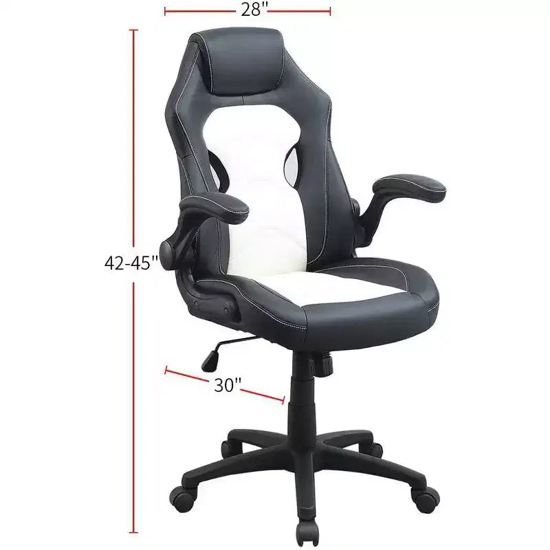 Okak Height-Adjustable Office Chair, Upholstered Desk Chair with Wheels, Comfy Gaming Chair for Office, Study, Play Room