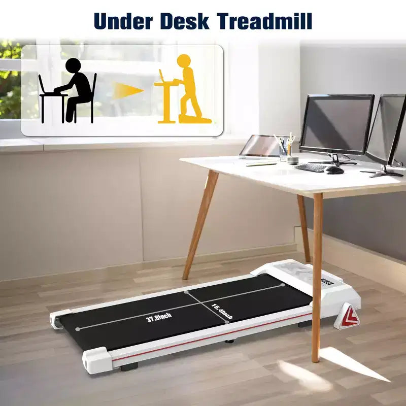 Redliro Walking Pad Treadmill with Incline, Portable Under Desk Treadmill for Home Office, Compact Walking Pad with Smart LED Display, Black