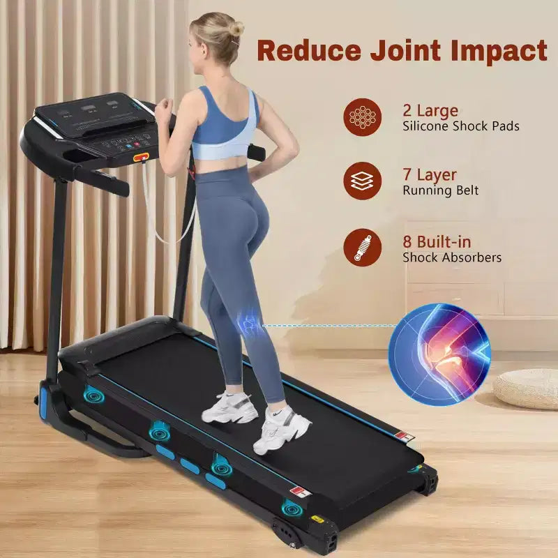 NAYSAYE Foldable Treadmill 3.5HP Hydraulic System with Incline for Home Running and Walking Workouts, Black, 48.23*19.69*41.14