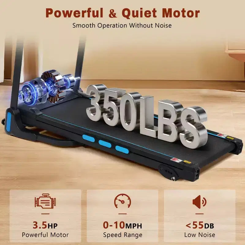 NAYSAYE Foldable Treadmill 3.5HP Hydraulic System with Incline for Home Running and Walking Workouts, Black, 48.23*19.69*41.14
