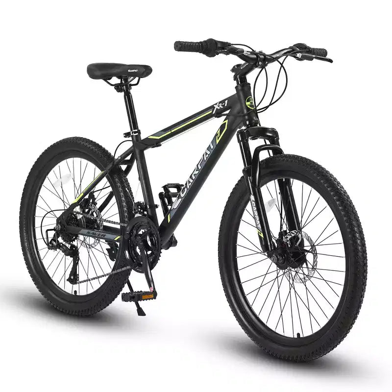 Zeus & Ruta 24 Mountain Bike with 21-Speed Gears, Dual Disc Brakes, Durable Steel Frame Bicycle for Boys and Girls
