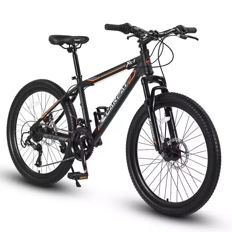 Zeus & Ruta 24 Mountain Bike with 21-Speed Gears, Dual Disc Brakes, Durable Steel Frame Bicycle for Boys and Girls