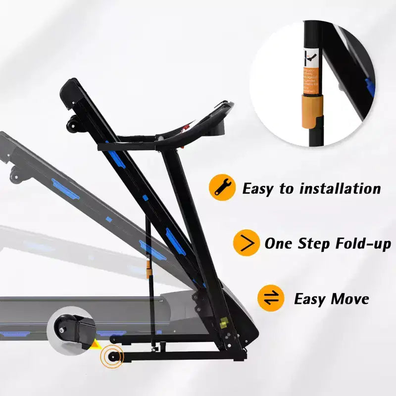 FYC 330LBS Weight Capacity with 15% Auto Incline Electric Folding Treadmills, 3.5HP 10MPH Max Speed Bluetooth APP Heart Rate Sensor