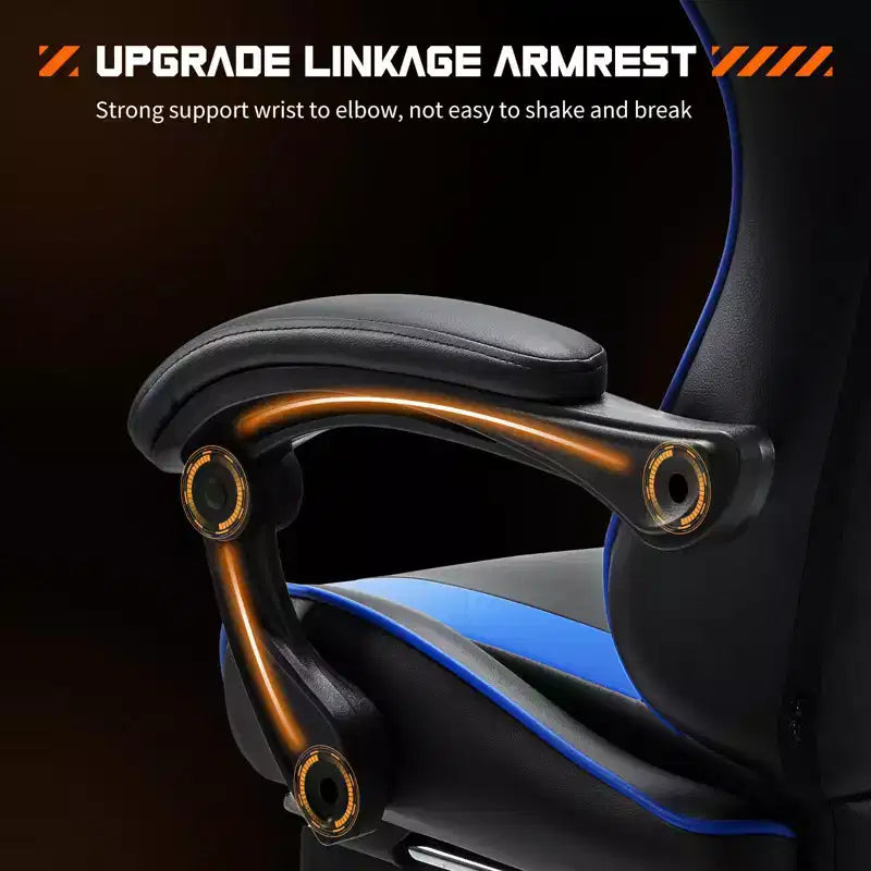 MAYEERTY Gaming Chair Video Game Desk Chair Ergonomic Computer with Footrest Comfy Lumbar Support PU Leather Recliner with Headrest Fixed Up Armrest