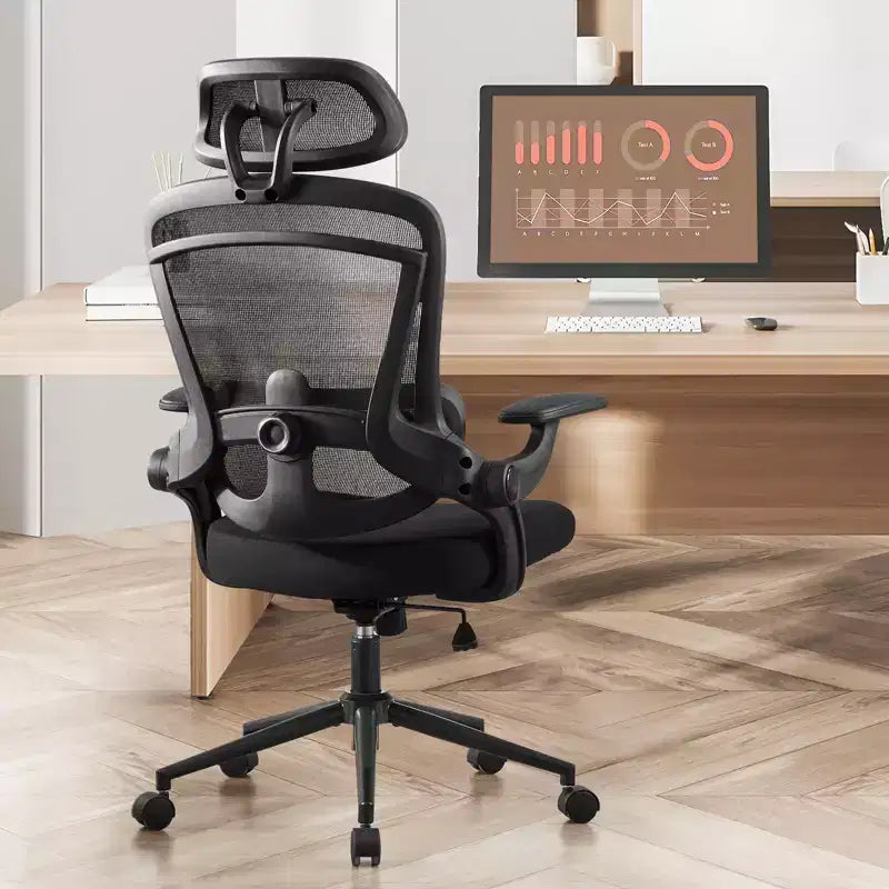 Chaise de bureau ergonomique Okak à dossier haut avec support lombaire réglable, chaise de jeu avec appuie-tête en maille, chaise d'ordinateur pour la maison, le bureau