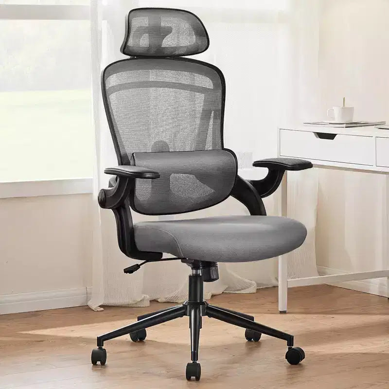 Chaise de bureau ergonomique Okak à dossier haut avec support lombaire réglable, chaise de jeu avec appuie-tête en maille, chaise d'ordinateur pour la maison, le bureau