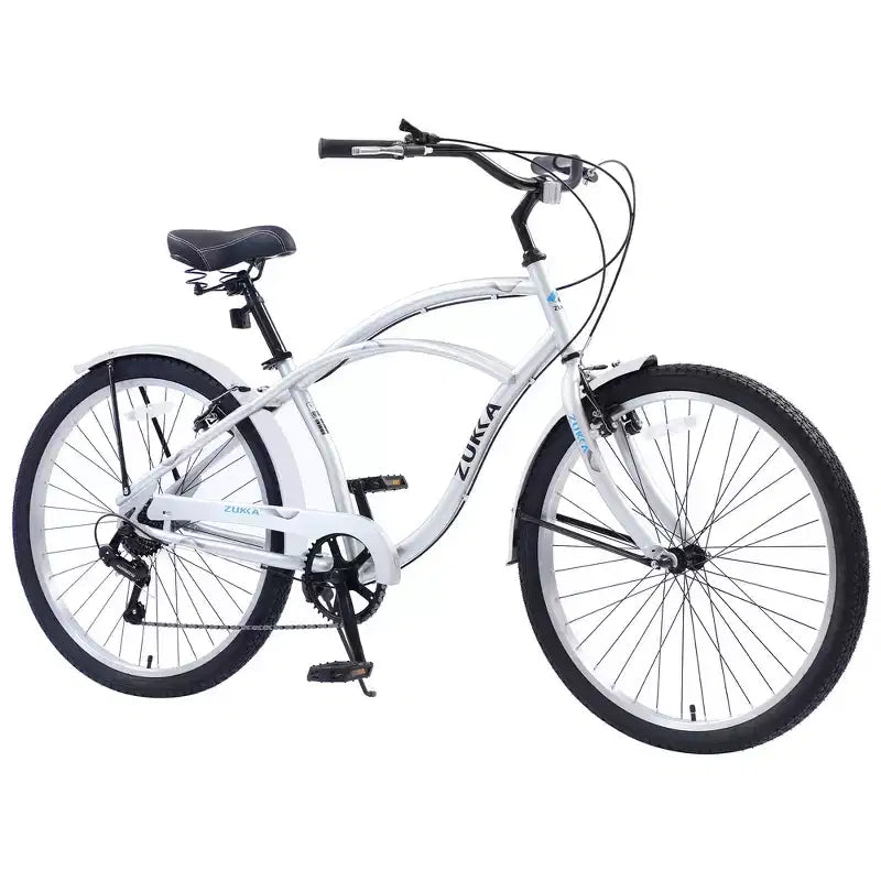 Vélos d'extérieur Whisen 26 pour adultes avec cadre en acier à enjambement bas, 7 vitesses, freins avant et arrière en V