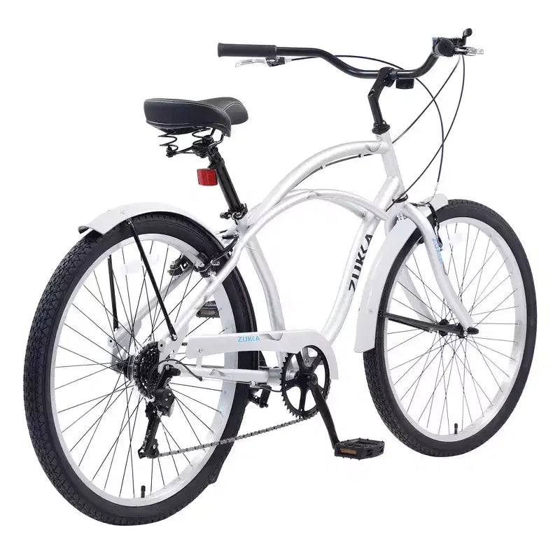 Vélos d'extérieur Whisen 26 pour adultes avec cadre en acier à enjambement bas, 7 vitesses, freins avant et arrière en V