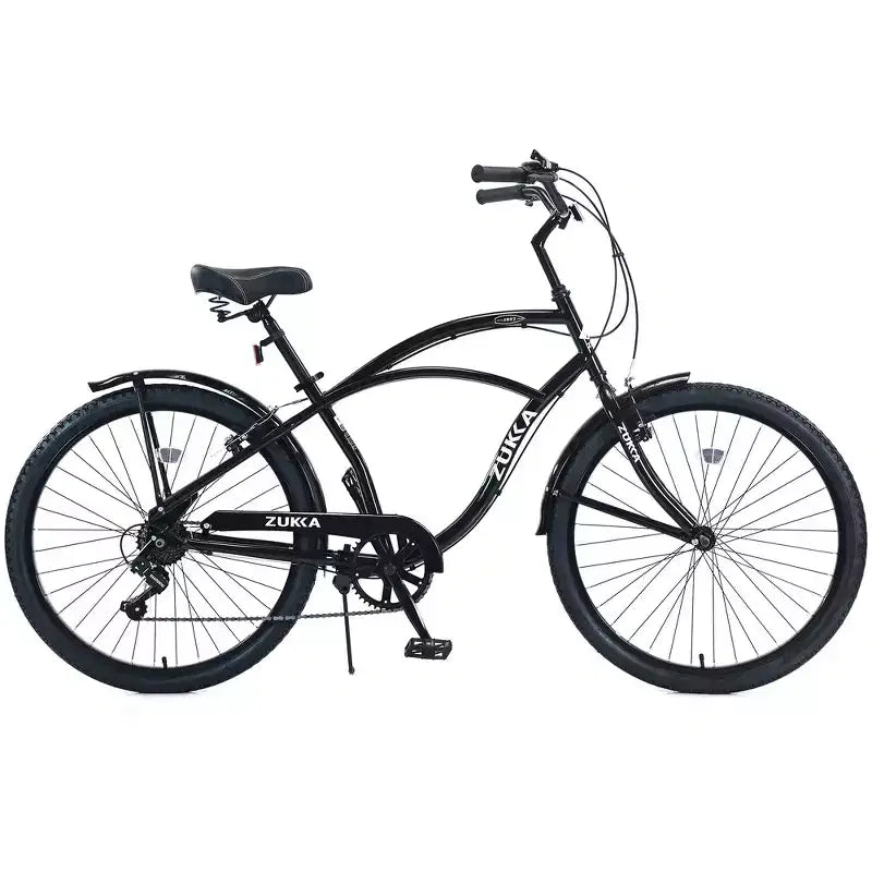 Vélos d'extérieur Whisen 26 pour adultes avec cadre en acier à enjambement bas, 7 vitesses, freins avant et arrière en V