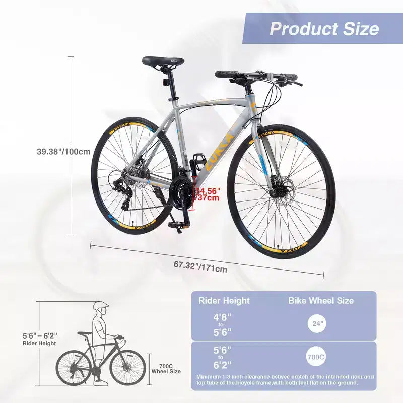 Whisen 28 Adult Hybrid Bike, Road Bike with 24-Speed Gear, Disc Brakes