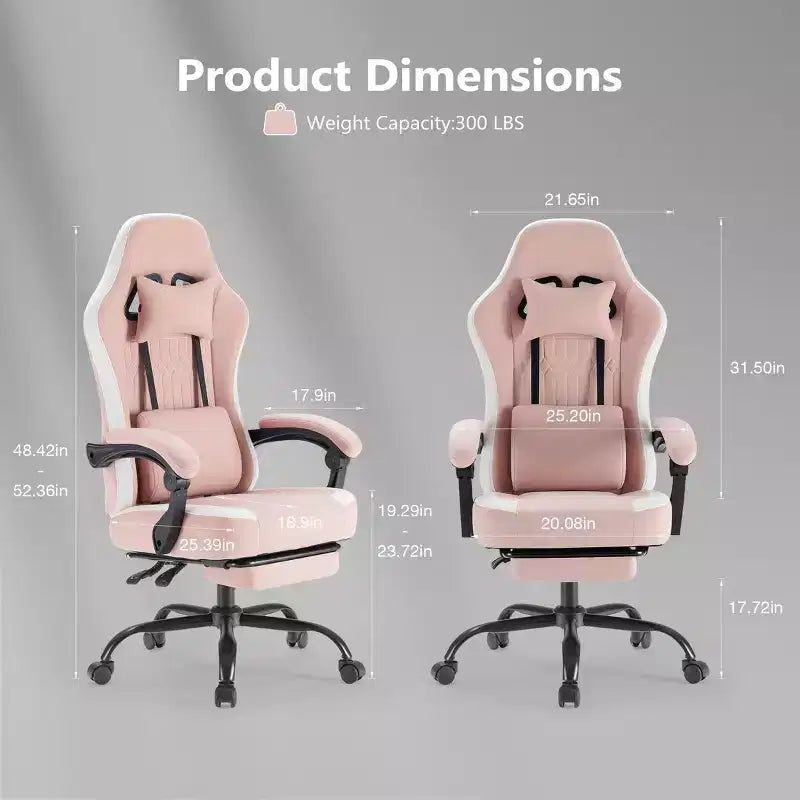Okak Ergonomic Office Chair with Padding Armrest, Gaming Chair with Footrest and Lumbar Support, Swivel Chair with Wheels for Home, Office
