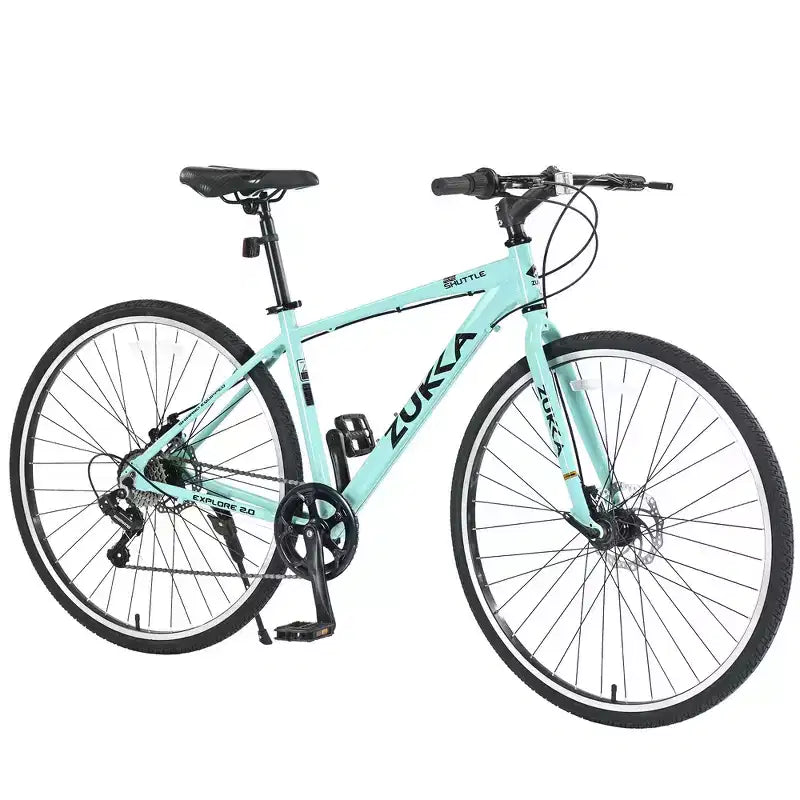 Whisen 28 Road Bike, Hybrid City Bicycle with Shimano 7 Speed Aluminum Alloy Frame Double Disc Brakes