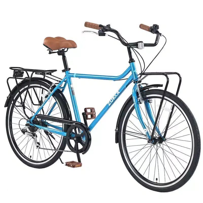 Okak Vélo de croisière vintage 26 pouces avec béquille métallique, vélo de ville pour adulte avec cadre métallique et protège-chaîne, vélo pour les trajets quotidiens, les voyages