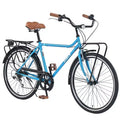 Okak Vélo de croisière vintage 26 pouces avec béquille métallique, vélo de ville pour adulte avec cadre métallique et protège-chaîne, vélo pour les trajets quotidiens, les voyages