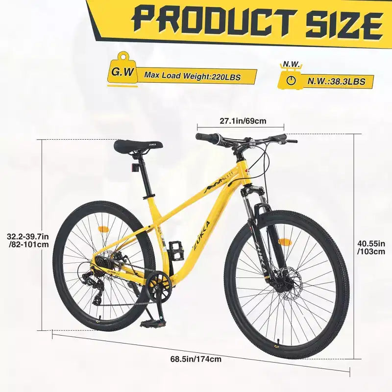 VTT Okak 27,5" 8 vitesses avec suspension avant, Vélo de saleté pour enfants avec double freins à disque, Vélo à cadre en acier pour enfants et adultes