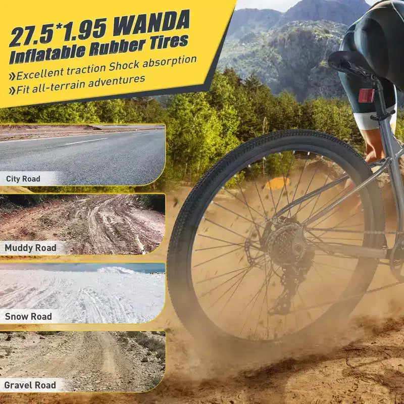 VTT Okak 27,5" 8 vitesses avec suspension avant, Vélo de saleté pour enfants avec double freins à disque, Vélo à cadre en acier pour enfants et adultes