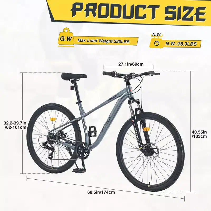 VTT Okak 27,5" 8 vitesses avec suspension avant, Vélo de saleté pour enfants avec double freins à disque, Vélo à cadre en acier pour enfants et adultes