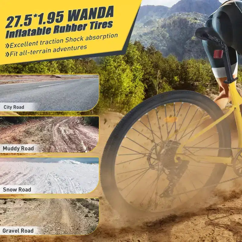 VTT Okak 27,5" 8 vitesses avec suspension avant, Vélo de saleté pour enfants avec double freins à disque, Vélo à cadre en acier pour enfants et adultes