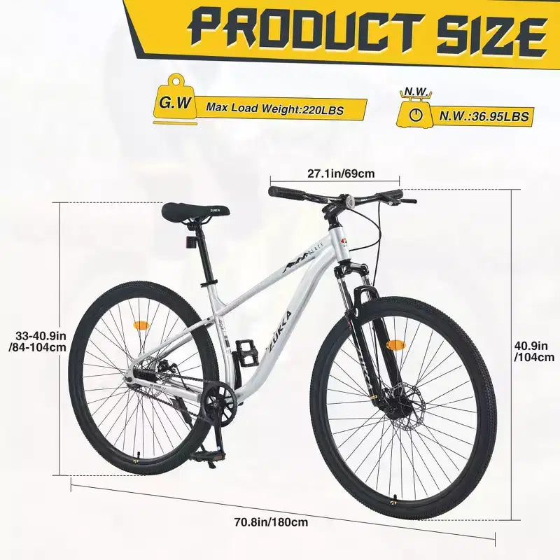 Okak 29IN Single Speed Mountain Bike, Adult Bike with Steel Frame and Front Suspension, Mens Bike for Commuting, Travel, Mountain