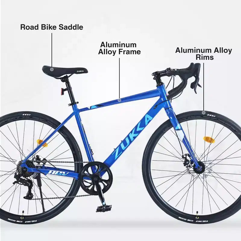 Okak 700C Road Bike with 7 Speed System, Adult Bike with Aluminum Alloy Frame and Rim, Disk Brake Bicycle for Men and Women
