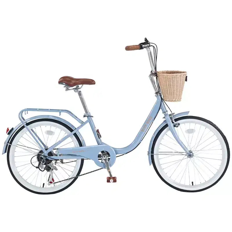 Okak 22IN Cruiser Bikes with Front Basket, Girls Bike with Steel Frame, V-Shape Brake and Comfort Saddles, Adult Bike for Girls and Women