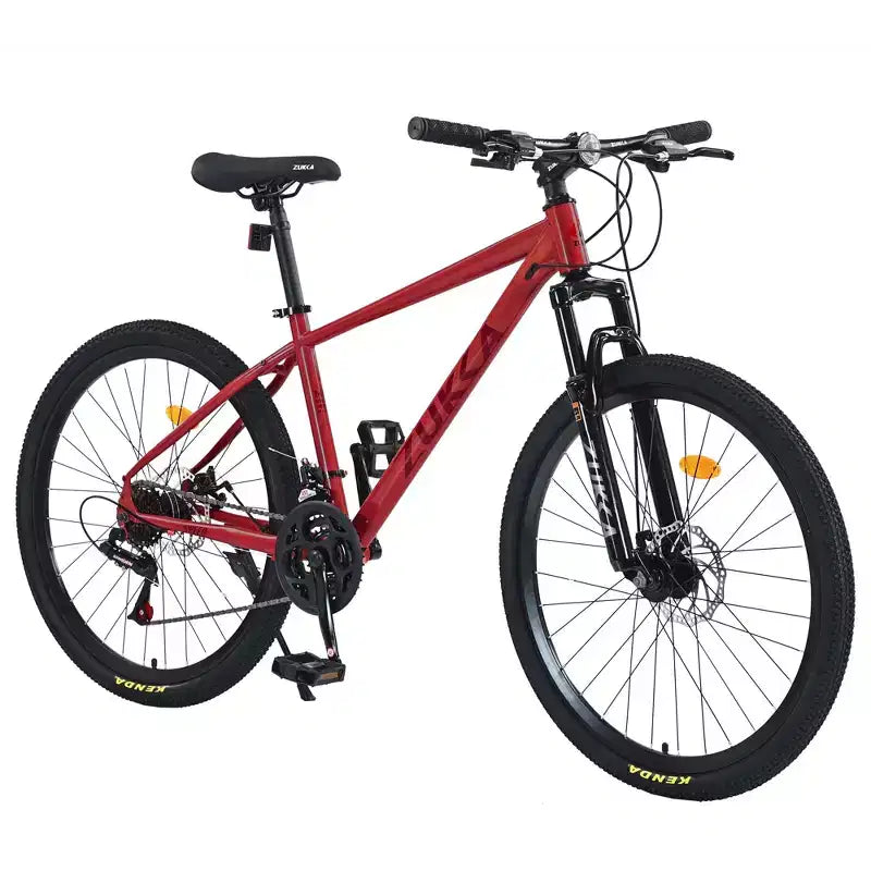Okak 26IN Adult Bike with 24 Speed and Suspension Fork, Mountain Bike with KENDA Tires and Disk Brake, Fat Tire Bike for Men and Women