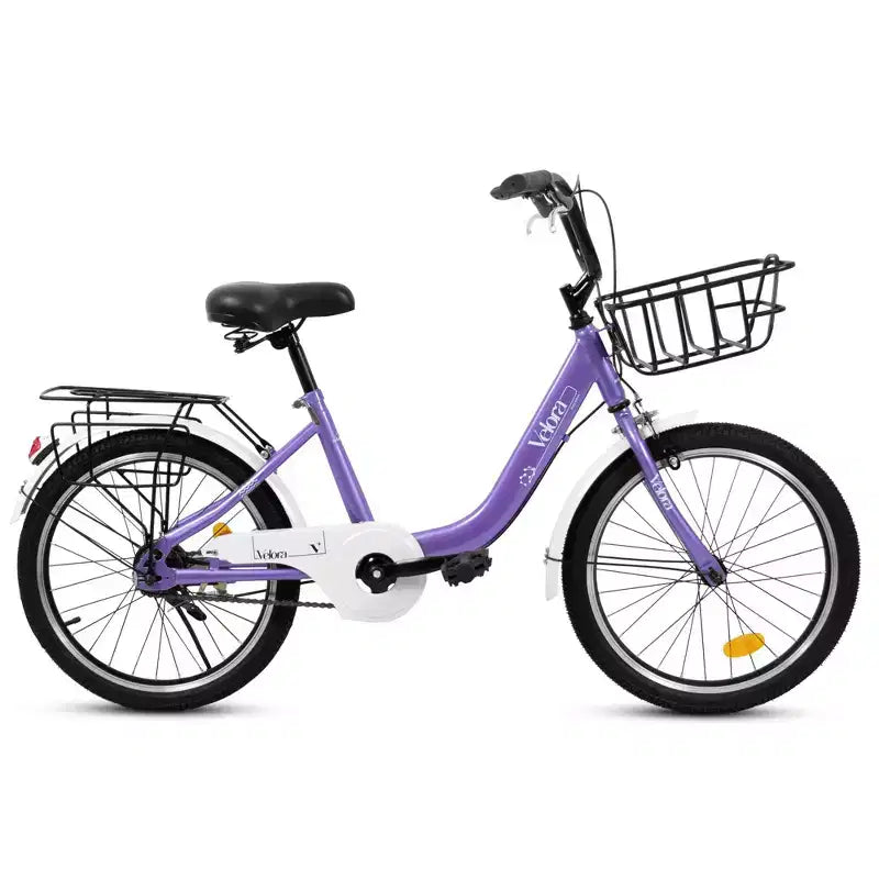 Vélo Okak 20 pouces pour enfant avec cadre en acier léger, vélos cruiser pour enfants avec frein à rétropédalage et frein en V, mini-vélo avec protège-chaîne et porte-bagages arrière