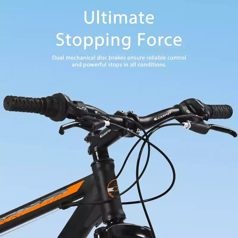 Okak 26IN Mountain Bike with 21 Speeds and Mechanical Disc Brakes, Adult Bike with High-Carbon Steel Frame, Dirt Bike for Kids & Adults