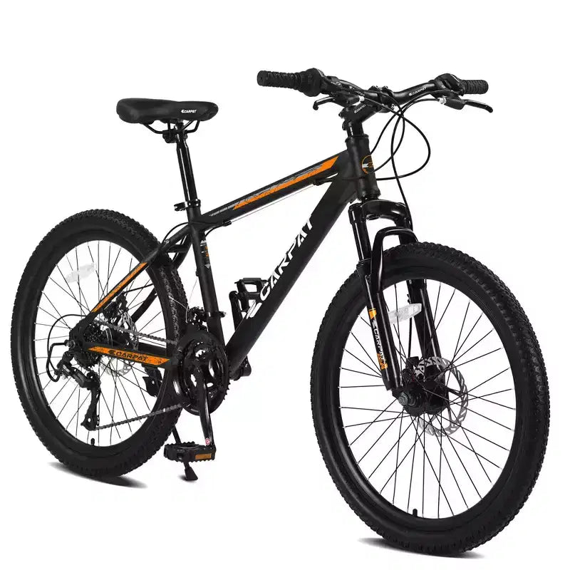 Okak 26IN Mountain Bike with 21 Speeds and Mechanical Disc Brakes, Adult Bike with High-Carbon Steel Frame, Dirt Bike for Kids & Adults